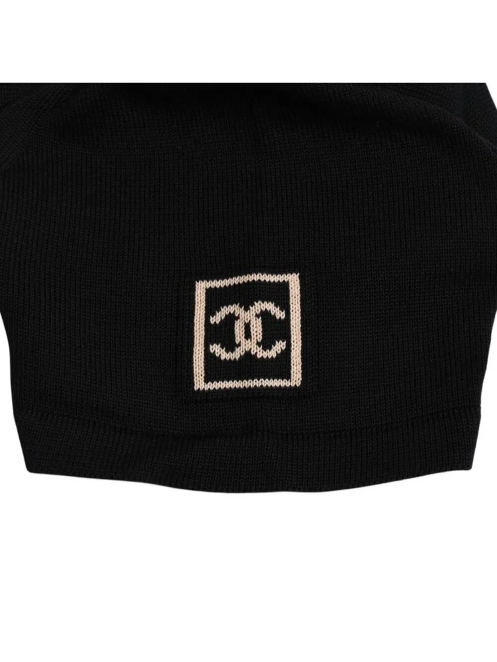 Chanel Knit Short Sleeve Top T-Shirt CC Logo Cotton Black Sweater